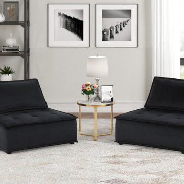 Anna 40" Velvet Set of 2 Armless Lounge Chair