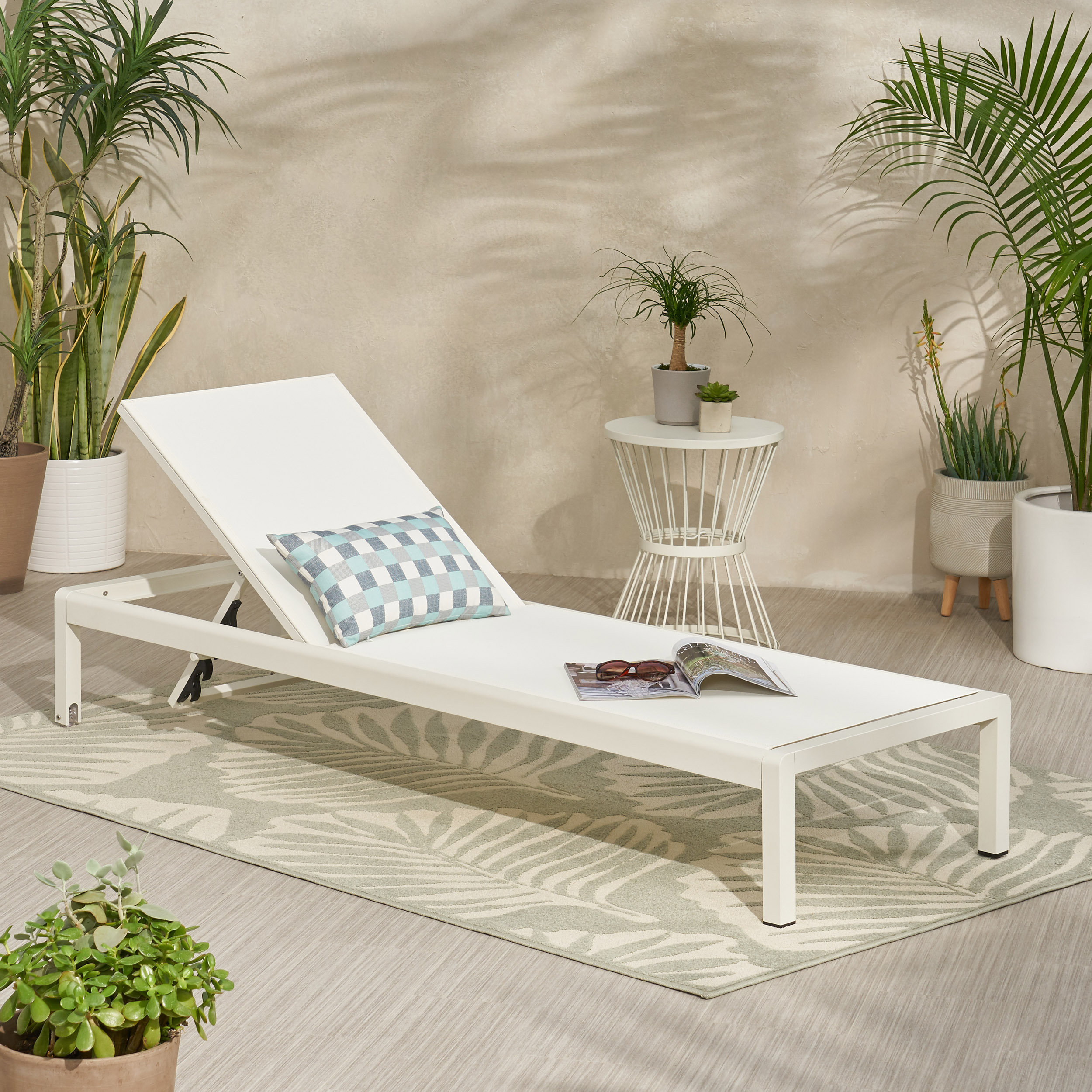 Cape Coral Gray Outdoor Mesh Chaise Lounge - Contemporary - Outdoor
