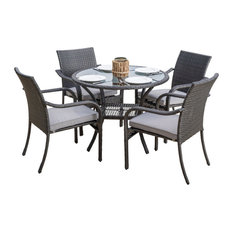 GDF Studio 5-Piece Kadelyn Outdoor Gray Wicker Dining Set