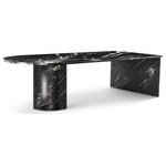 Meridian Furniture - Salerno Coffee Table, Black - Raise the bar for elegance with this Salerno coffee table. This strikingly handsome table is carefully crafted by hand using genuine marble for a look that oozes refinement, sophistication, and modernity. Art deco design elements create an eye-grabbing presentation while the black marble with white veining makes the table a true stunner that guests can't help but admire. An expansive top gives you loads of room for displaying a seasonal centerpiece or setting up a Scrabble board on game night.