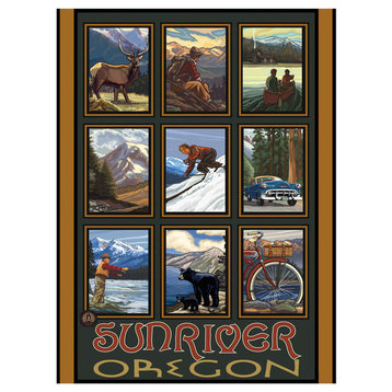 Paul A. Lanquist Sunriver Oregon Collage Art Print, 9"x12"