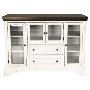 A-America Mariposa Transitional Solid Wood Flip-Top Server in Cocoa and Chalk
