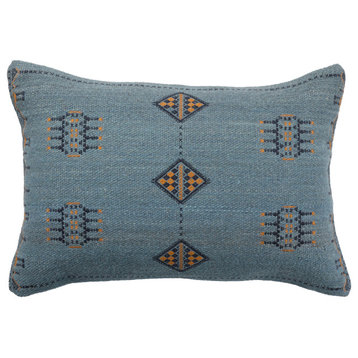 Jaipur Living Tanant Tribal Dark Blue/ Gold Lumbar Pillow, Down Fill