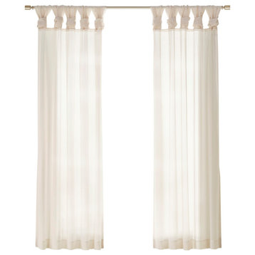 Madison Park Ceres Voile Sheer Twist Tab Drapes, Ivory, Set of 2, 50"w X 63"l