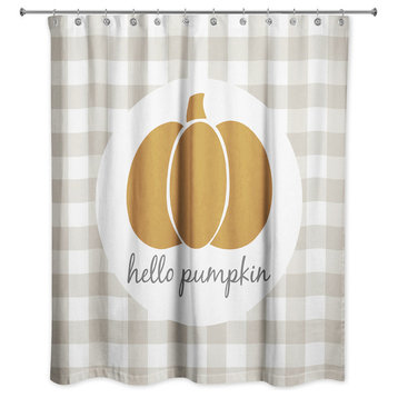 Hello Pumpkin Buffalo Check 71"x71" Shower Curtain