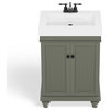 The Monroe Bathroom Vanity, Single Sink, 24", Pewter Green, Freestanding