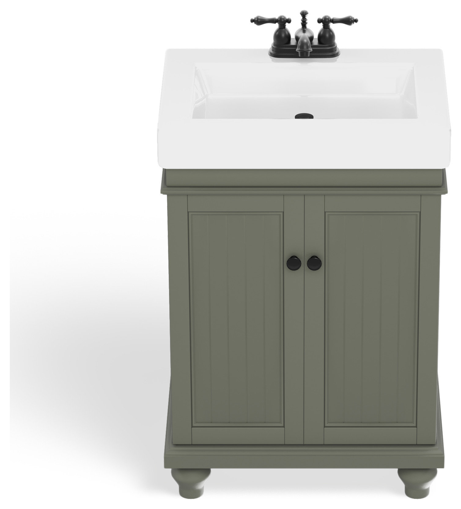 Dawson Bathroom Vanity, Single Sink, 24", Pewter Green, Freestanding