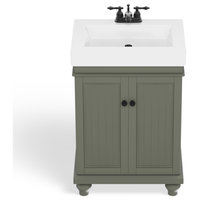Dawson Bathroom Vanity, Single Sink, 24", Pewter Green, Freestanding
