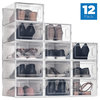 12 Pack Shoe Storage Boxes, Clear Plastic Stackable Shoe Organizer Bins, Drawer