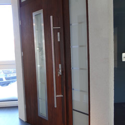Stainless Steel Modern Front Entry Door. Hurricane impact entry door - Front Doors