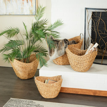 Contemporary Brown Seagrass Storage Basket Set 41187