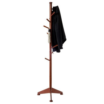 Winsome Lily 9 Pegs Transitional Solid Wood Coat Tree in Walnut