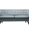 Midcentury Modern Sofa, Bonded Leather, Gray With Multicolor Buttons
