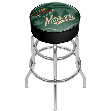 NHL Chrome Bar Stool With Swivel, Watermark, Minnesota Wild