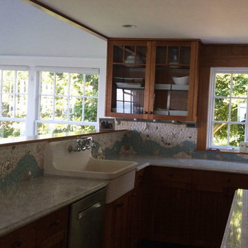 Large Wrap-Around Ocean-Themed Kitchen Backsplash