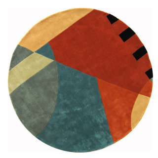 Rodeo Drive Yellow Area Rug RD863A, 12' Round - Contemporary - Area ...