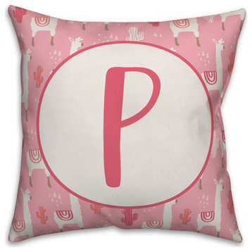 Monogram Lllama Pattern - P 16x16 Spun Poly Pillow