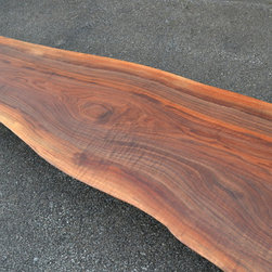 Live Edge Walnut Trestle Bench with Figured Top - Dining Benches