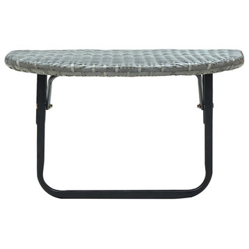 vidaXL Hanging Balcony Table Folding Outdoor Table for Porch Gray Poly Rattan