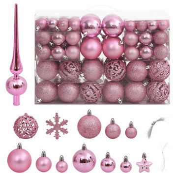 vidaXL Christmas Decoration Christmas Bauble Set 111 Piece Pink Polystyrene
