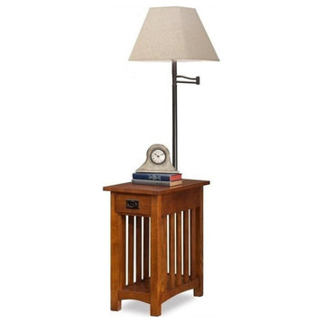 Bowery Hill Chairside Solid Wood Lamp Table Medium in Oak