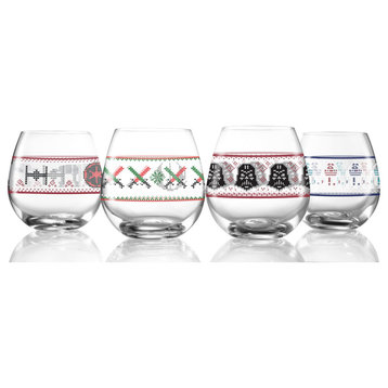 Star Wars Ugly Sweater Collection Stemless Drinking Glass 15 oz Set of 4