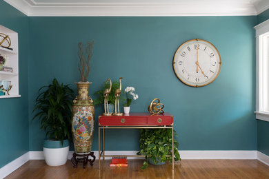 Asian entryway photo in Los Angeles with green walls