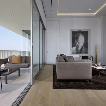 Midcentury modern condominium featuring our "Ghost" finish on european oak