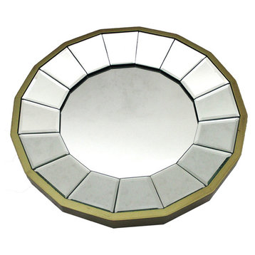 13 1/2 Inch Diameter Gold Finished Pie Plate Wall Mirror