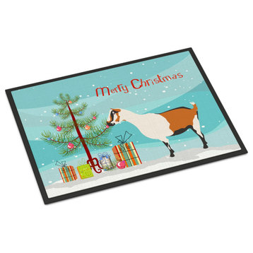 Caroline's TreasuresAlpine Goat Christmas Doormat 18x27 Multicolor