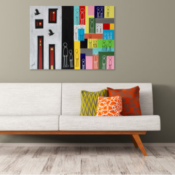 "Urban Allegory #1" by Doron Noyman in a room setting