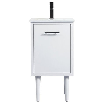 Elegant Decor Cyrus 18" Aluminum MDF Single Bathroom Vanity in White