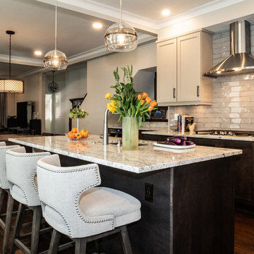 Elegant Transitional Two-Tone Kitchen Remodel | Light Cabinetry & Marble-Inspire