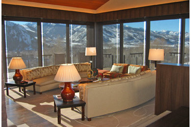 Elegant family room photo in Denver