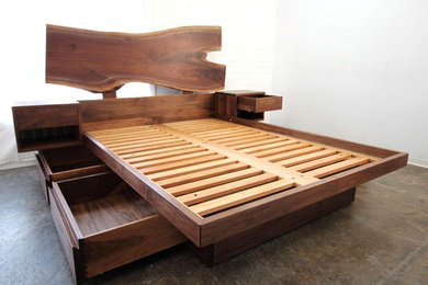 Live-Edge Platform Bed with Drawers