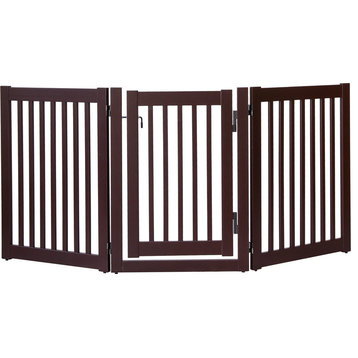 Highlander Series Solid Wood Pet Gate, 3-Panel Walk Through, Mahogany