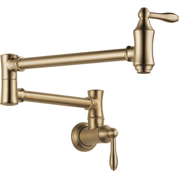 Delta Traditional Wall Mount Pot Filler, Champagne Bronze, 1177LF-CZ