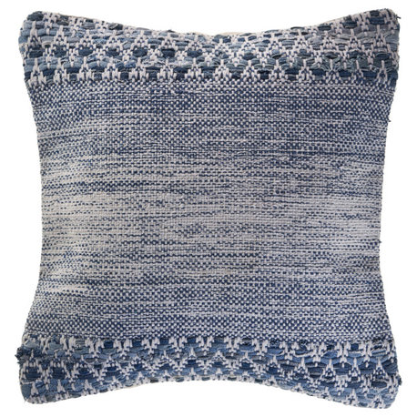 Blue and Ivory Textured Throw Pillow