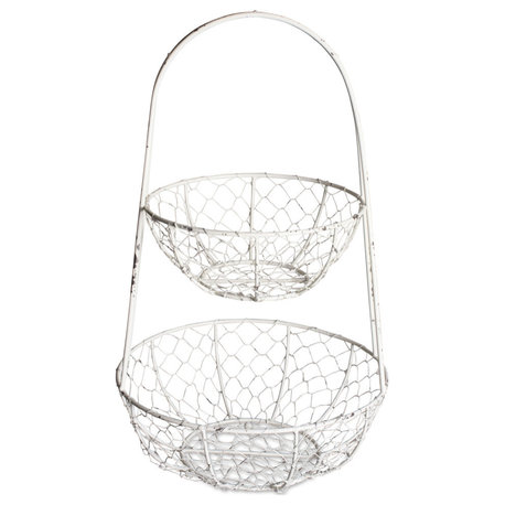 DII Chicken Wire Tiered Stand Antique White