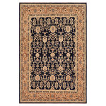 Bareens Designer Rugs - Bohemien Ziegler Lauryn Blue Brown Hand-Knotted Wool Rug - 7'11'' x 10'3'' - Enhance the ambiance of your home with this magnificent Persian-influenced Turkish hand-knotted rug made by skilled artisans capable of creating the most exceptional vegetable dyes and hand-spun wool. This exquisite handmade rug is a one-of-a-kind Peshawar Kafkaz, otherwise identified as Chobi, Chobi Peshawar, Oushak, or Ziegler rug. These handmade rugs are crafted in Pakistan utilizing superior-quality wool imported from Australia, New Zealand, and Korea in two types of weaves: the Persian weave and the Mori weave. This rug is meticulously crafted by hand using the finest natural vegetable dyes extracted from local plants. The artisans use a blend of hand-spun local and fine merino wool, resulting in a rug with a compelling texture, higher lanolin content, and longer staple. The artisans occasionally incorporate natural or artificial silk into the pile to enhance specific motifs. The finished product is an awe-inspiring execution of flawless design and an understated palette that exudes elegance.