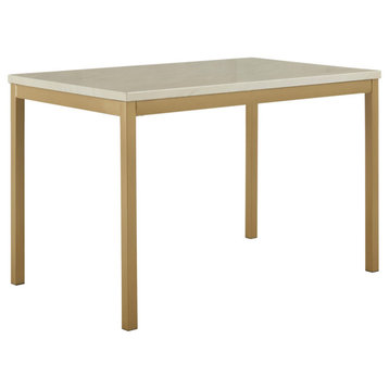 Bamford Gold Finish Frame with Faux Marble Top Dining Table