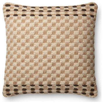 Woven Pattern P4024 Pillow, Coffee/Multi, 22"x22", Polyester/Polyfill