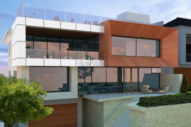 Design ideas for a modern exterior in Perth with four or more storeys.