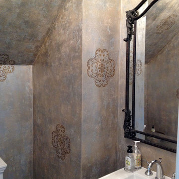 Texture Plaster Finish with Metallic Paints and Crushed Glass Bead