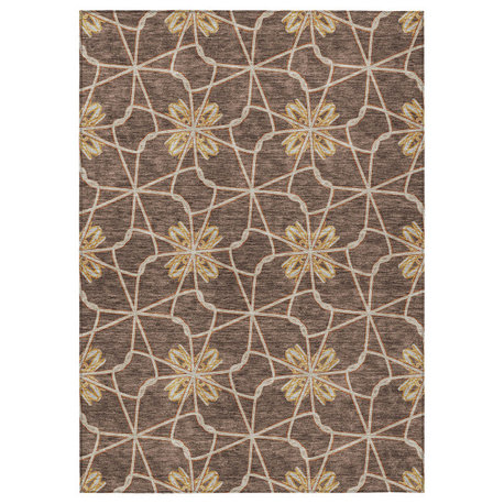 Machine Washable Indoor/Outdoor Chantille ACN958 Brown 3' x 5' Rug