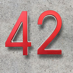 Modern Red Metal House Numbers Lighted by Luxello LED - House Numbers