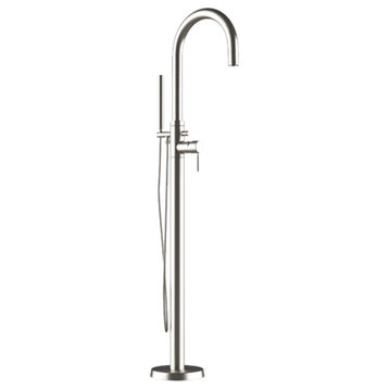 Modern Freestanding Faucet, Shower Wand, Brushed Nickel