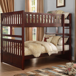 HOMELEGANCE B2013FFDC-1 ROWE DARK CHERRY WOOD KIDS FULL FULL BUNK BEDS - Kids Beds