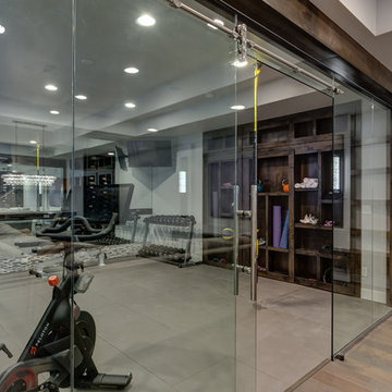 Basement Gym Workout with Glass Walls