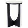 Patrick White Marble Top w/ Black Iron Frame Round Accent Table